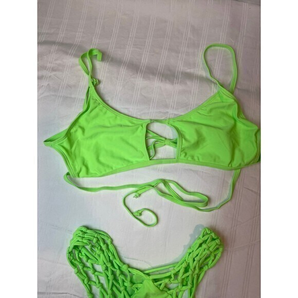 Betty Jade Brazilian Cut Detail Lime Zebra Print 2 Piece Bikini Size L RefM033 - Picture 7 of 8